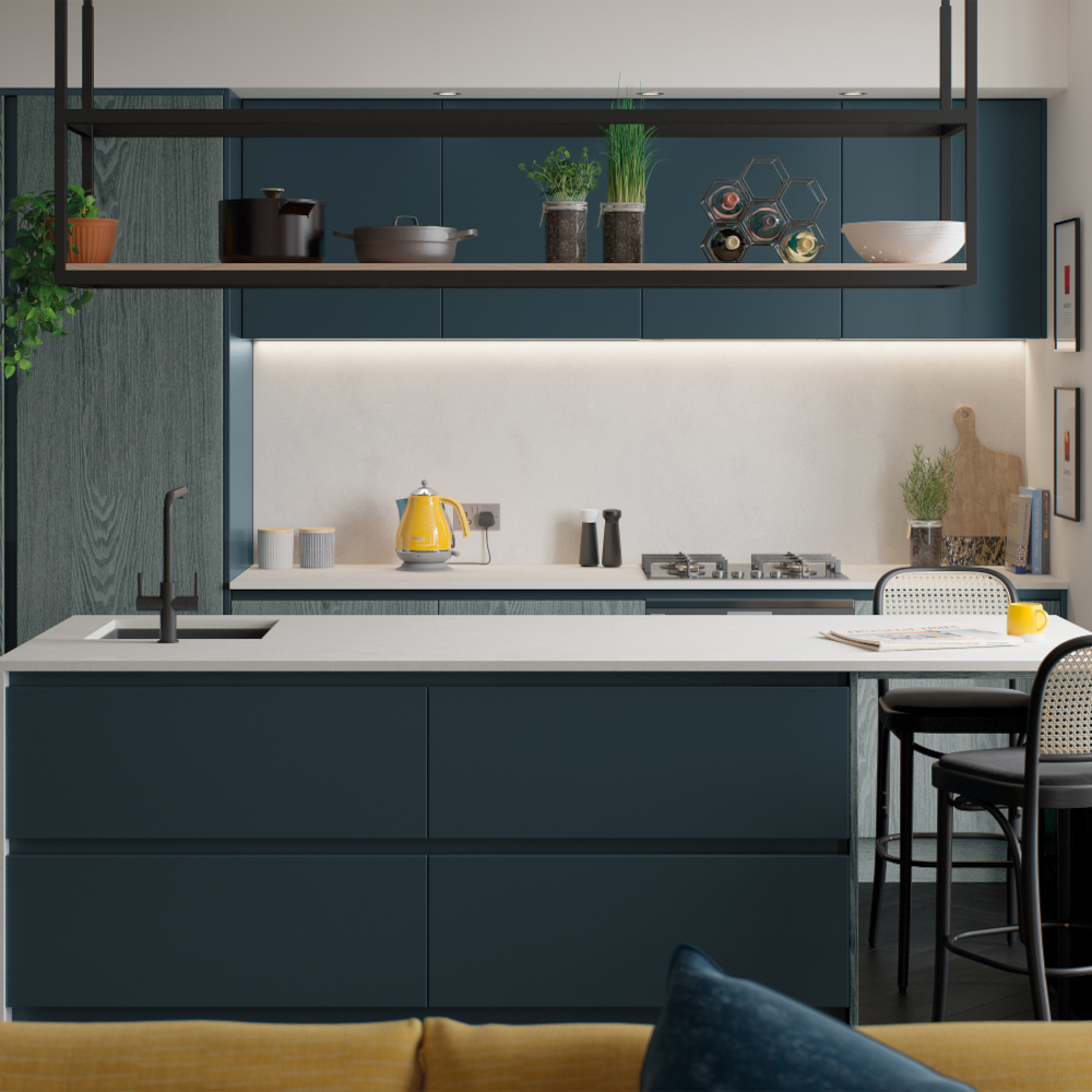 Kelso Stained Pacific Blue with Zola Matte Marine – Kitchens Direct NI